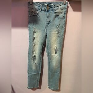 Dollhouse women Light Blue Distressed High Waisted Skinny Jeans